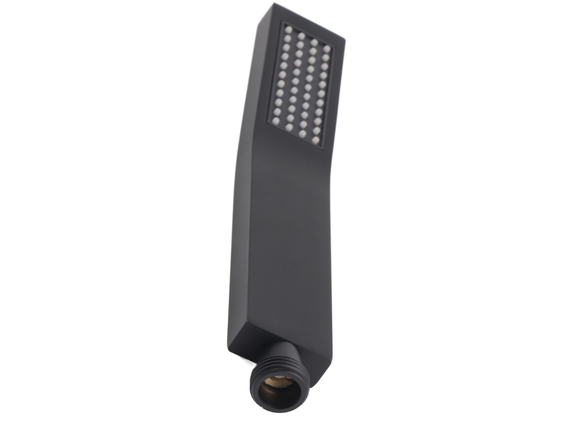 Ducha de mano cromada de latón negro mate para baño con protector