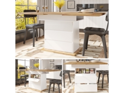 Mesa Extensible Teleskópica 110-140×80cm - Mesa De Cocina Plegable Para 4-6 Personas - Blanco