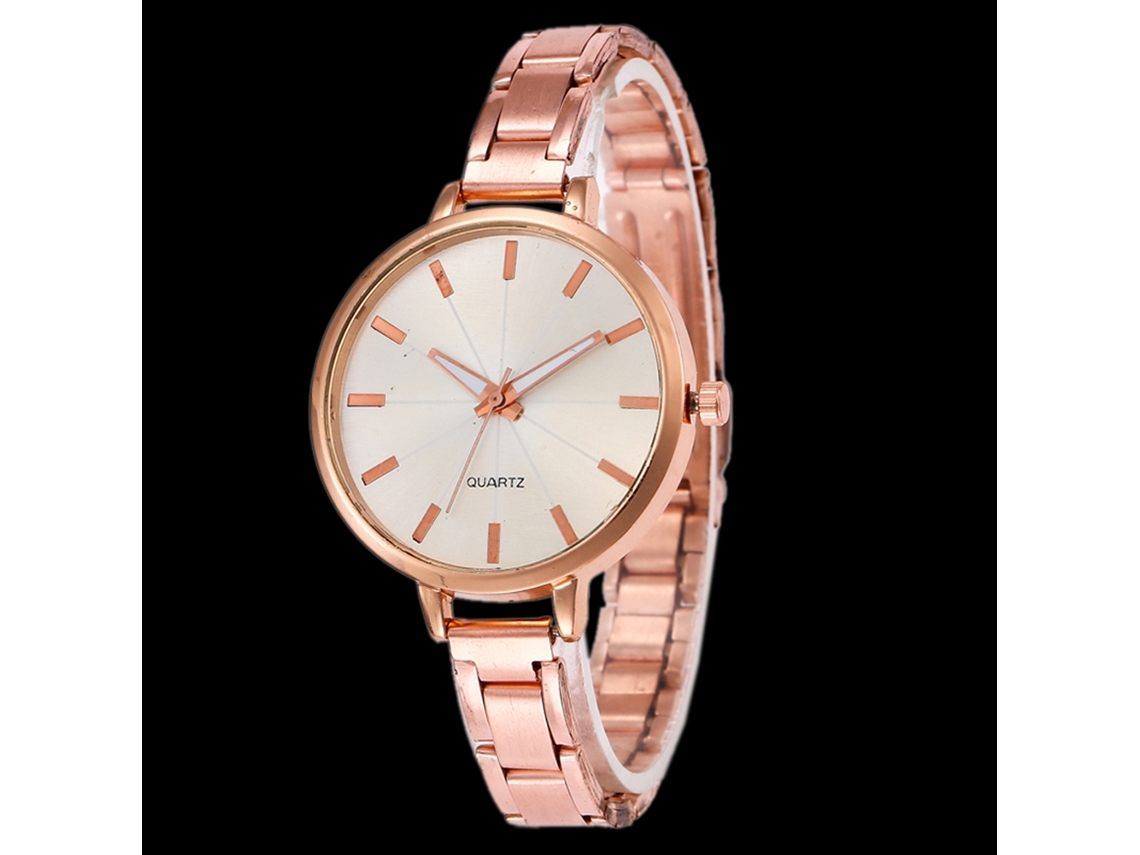 Reloj De Pulsera Sencillo Y Elegante Con Brazalete De Acero Y Movimiento De Cuarzo (oro Rosa).