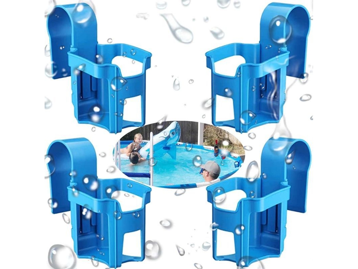 Soporte Para Vasos De Piscina: Juego De 4 Accesorios Multifuncionales Con Soporte De Borde Y Portavasos.