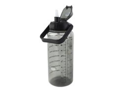 Botella De Agua Grande De 2000 Ml Con Pajita, Escala De Tiempo, A Prueba De Fugas Y Resistente A Altas Temperaturas Para Fitness - Negra