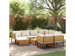Conjunto This 10 Piece Sofás De Jardin Com Almofadões Acácia Macíça Dkd Home Decor