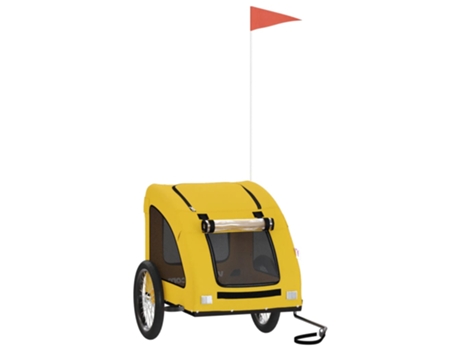 vidaXL Remolque de bicicleta mascotas hierro tela Oxford amarillo