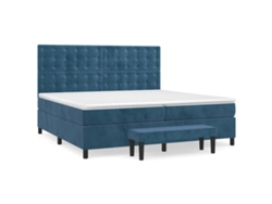 Maison Exclusive - Cama Box Spring Con Colchón Terciopelo Azul Oscuro 200x200 Cm