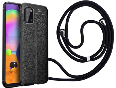Funda Samsung A31 Rugged Leather con Collar Negro