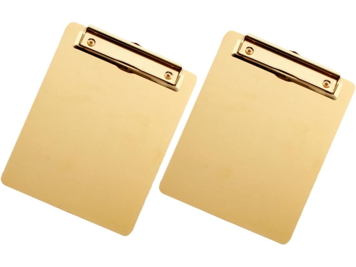 Juego De 2 Portapapeles De Acero Inoxidable Dorado, Compactos Y Ligeros, Ideales Como Pisapapeles Para La Oficina.