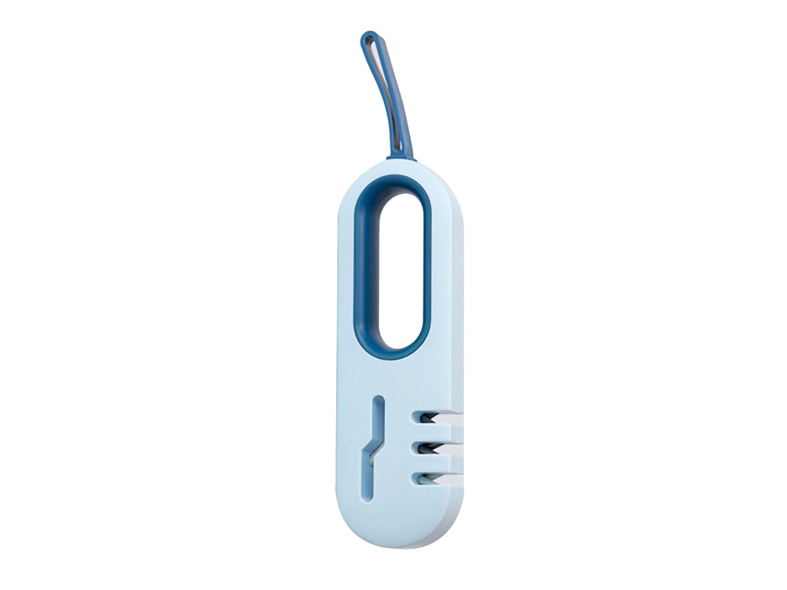 Afilador de cuchillos manual antideslizante 4 en 1 con gancho para cuchillos y tijeras - Azul Cocina | Sin marca