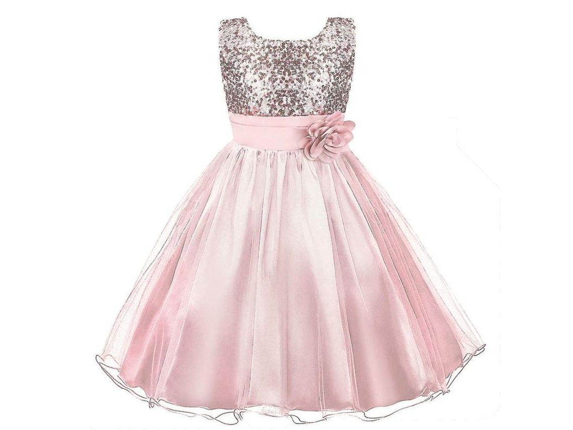 2026-vestido De Princesa Para Niña Con Lentejuelas Y Tul Para Fiesta Cumpleaños Boda 3-12 Años 110 Cm Rosa