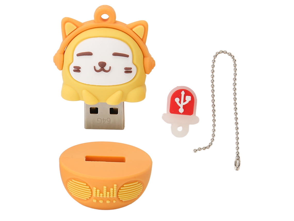 Memoria Usb 2.0 De Pvc Cartoon Cat De 64g, Plug And Play, Resistente A Golpes Para Teléfonos Y Laptops