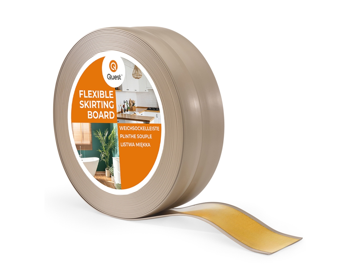 Zócalo de PVC de 32 x 23 mm, 20 m, flexible, autoadhesivo, suave, beige Quest