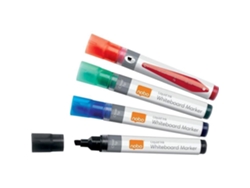Marcadores de pizarra blanca de borrado en seco de tinta líquida Nobo (paquete de 10) con punta biselada de 4 mm