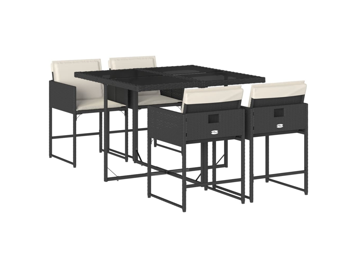 Maison Exclusive - Set De Muebles Jardín 5 Pzas Con Cojines Ratán Sintético Negro