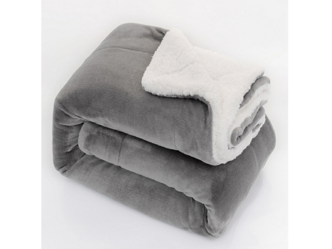Manta Eifson De Franela Supersuave De Doble Cara, Gris, 130 X 157 Cm