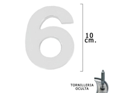 Numero Metal 6 Plateado Mate 10 cm con Tornilleria Oculta (Blister 1 Pieza) WOLFPACK LINEA PROFESIONAL