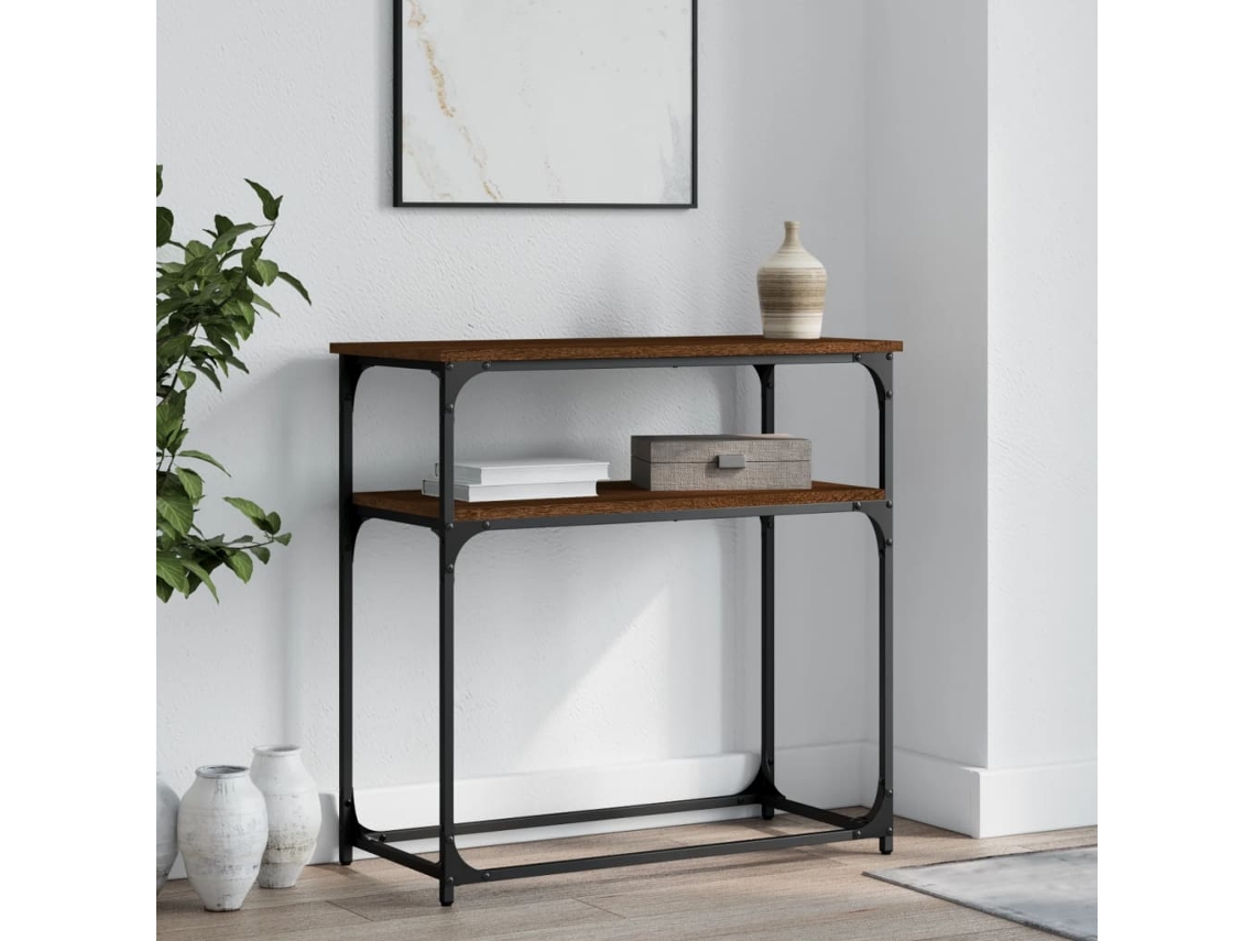 Mesa Consola Madera De Ingeniería Marrón Roble 75x35,5x75 Cm