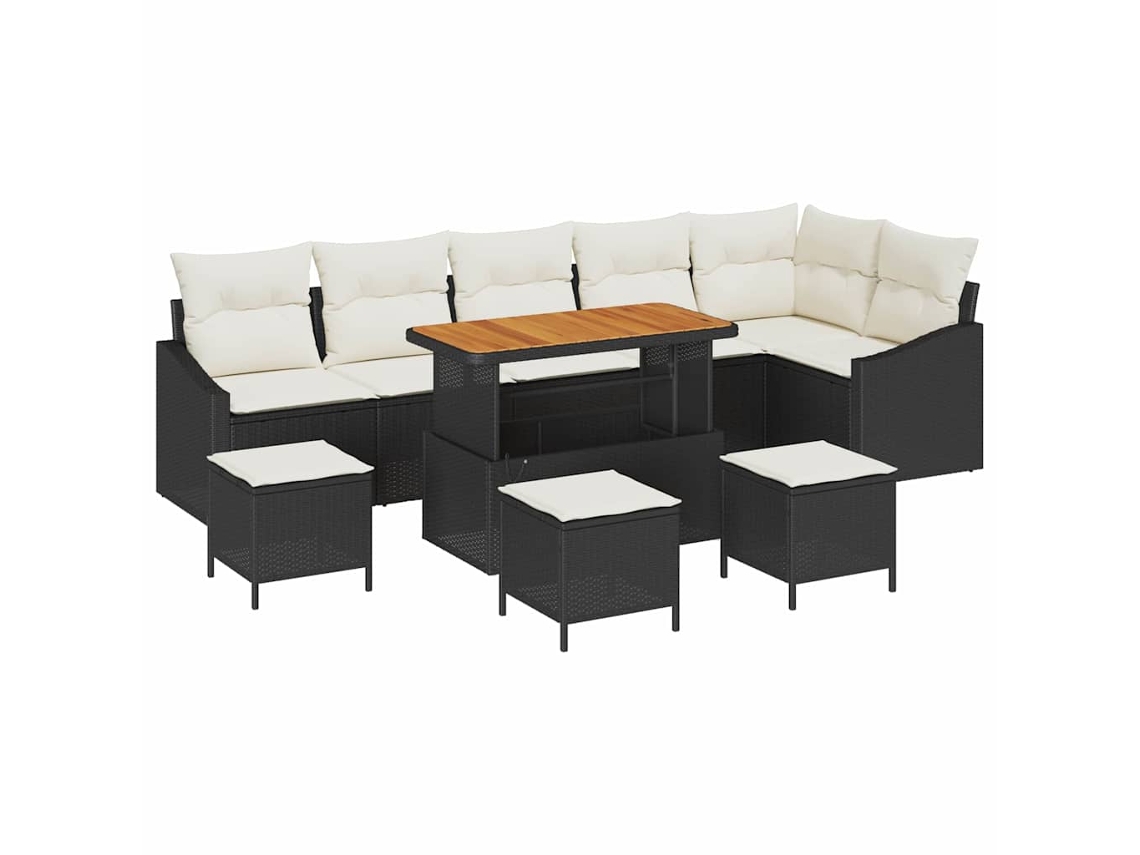 Maison Exclusive - Conjunto De Sofás De Jardín Con Cojín 10 Pcs Negro Poliratán