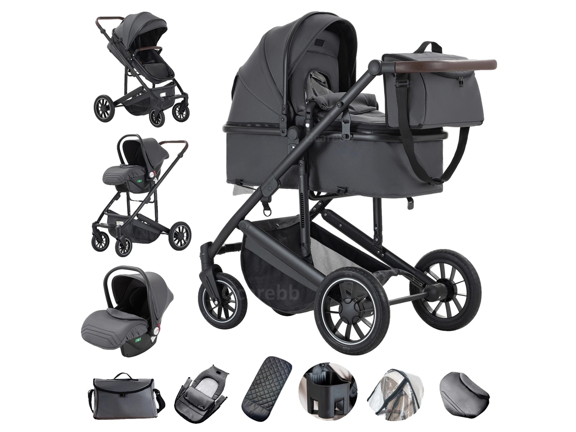 Portabebés plegable de aluminio gris oscuro (516)