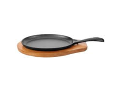 Sartén De Hierro Fundido Con Base De Madera Antiadherente Para Carne Y Huevos 30,00x20,30x1,50cm Como Se Muestra
