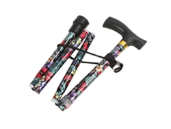 Bastón plegable con estampado floral, mango en forma de T, ideal para personas mayores que necesitan movilidad en exteriores (symmr)