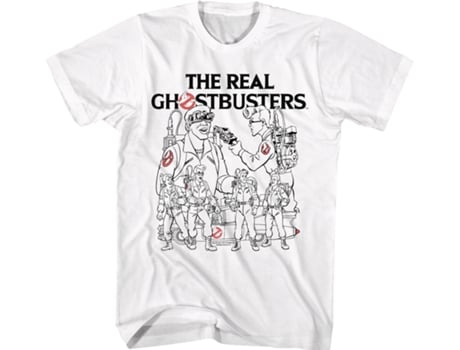 Camisetas Unisex DEEPSTONE Character Sketches Real Ghostbusters Blanco (XXXL)