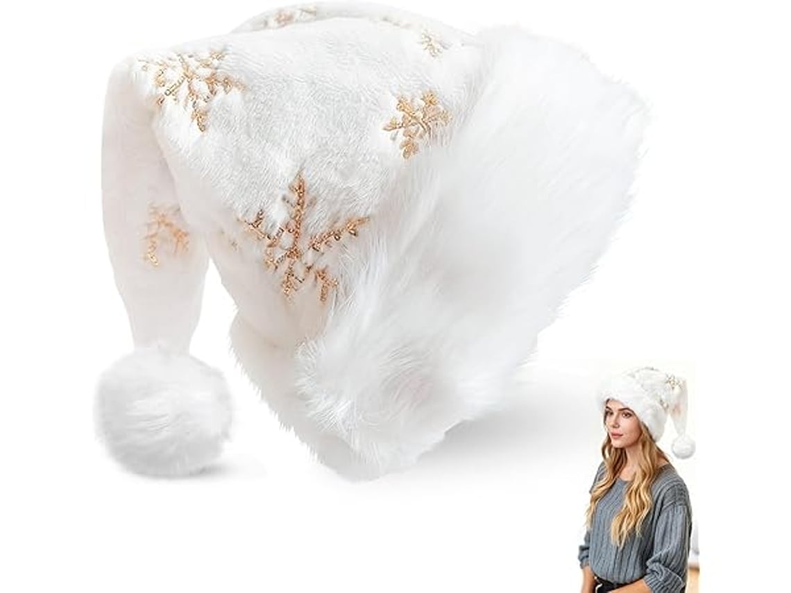 Gorro De Papá Noel Con Copos De Nieve Dorados, Para Niños, Pero También Apto Para Adultos Y Toda La Familia, Ergonómico, Para Uso Diario.
