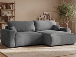 Sofá Cama de 3 plazas BUDWING Lauren Gris + Chaise Longue con Almacenamiento Integrado (269 x 158 x 96 cm - Reversible Lado Derecho/Izquierdo)