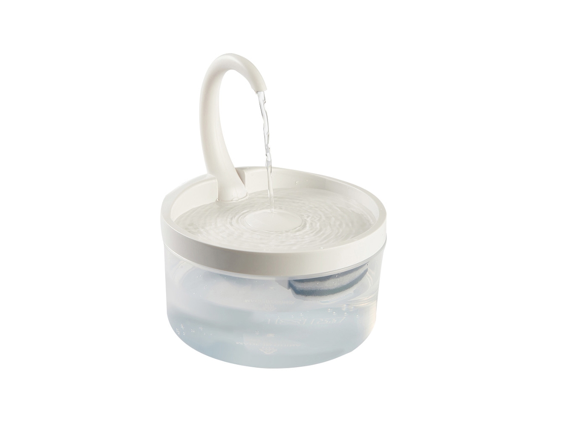 Fuente de agua automática para perros y gatos con pelaje de cuello de cisne.