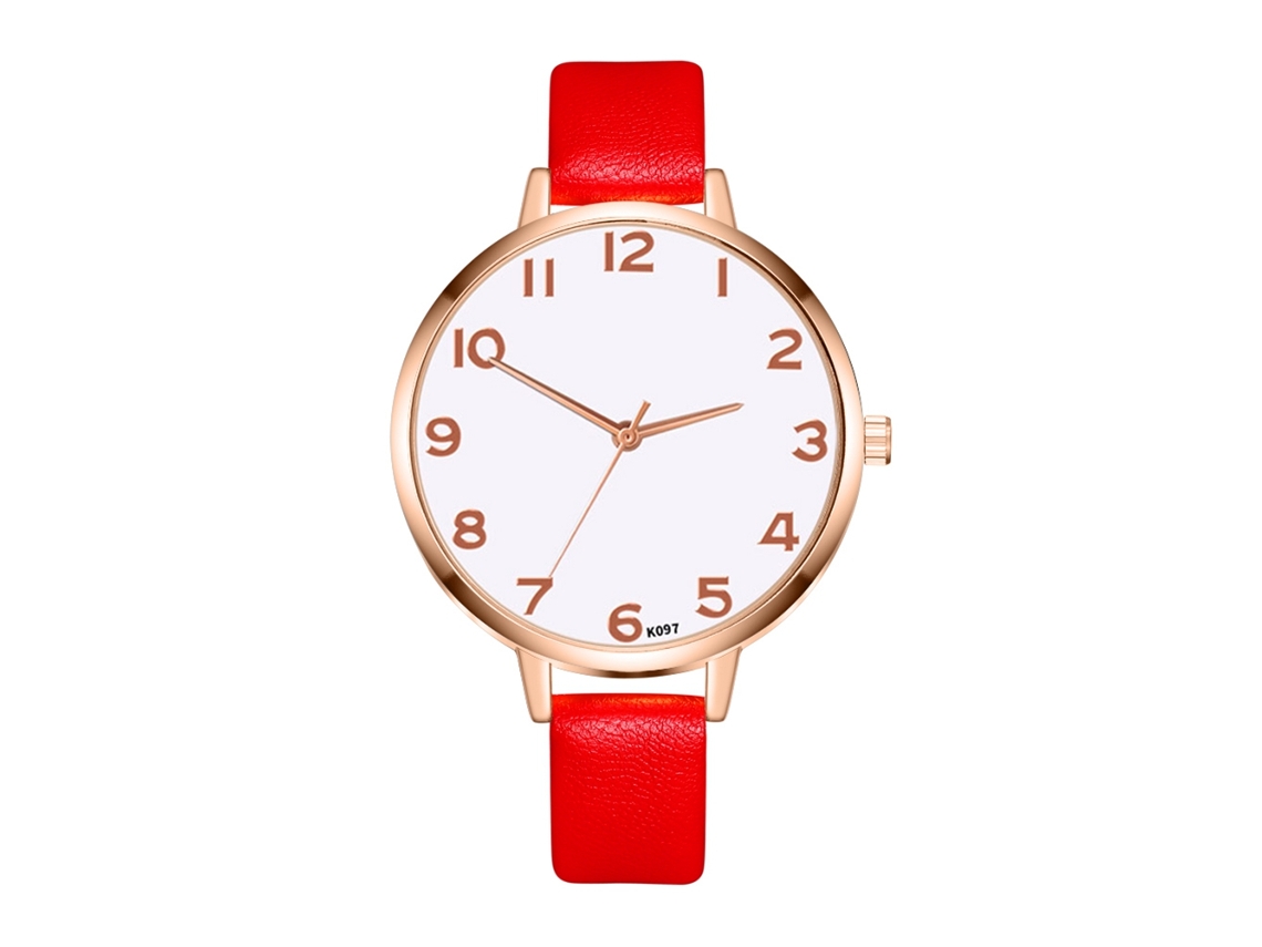 Reloj De Pulsera Analógico De Cuarzo Informal Para Mujer Zhoulianfa Con Correa De Pu (rojo)