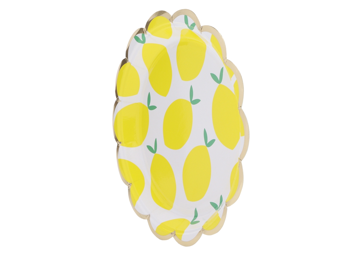 10 Platos Desechables Con Estampado De Limones Para Fiestas De Cumpleaños