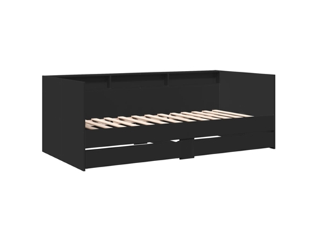 Tumbona con cajones madera de ingeniería negro VIDAXL (90 x 190 cm)