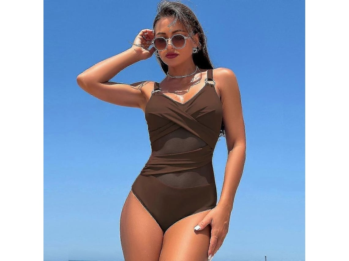 2026-traje De Baño De Una Pieza De Nylon Para Mujer Con Control Abdominal Y Escote V Sexy S2024123014535