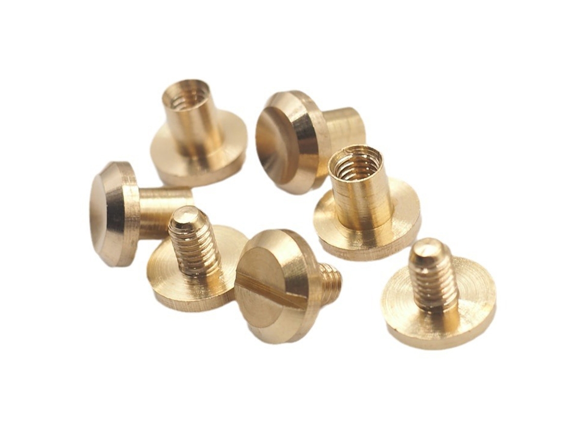 Remaches de latón macizo con clavos planos para artesanías de cuero, tornillos Chicago, espárragos, tornillos de fijación, remaches de metal con borde liso y