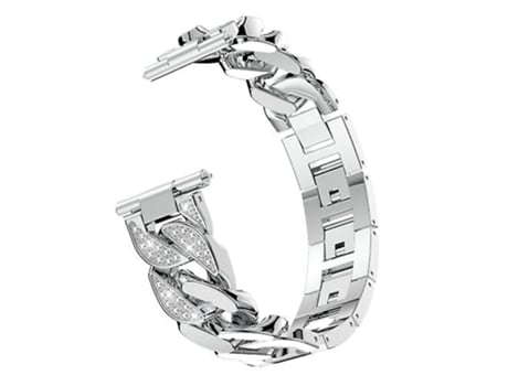 Correa De Reloj Inteligente Para Garmin Vivoactive 4/Venu 2, 22 Mm, Fila De Diamantes, Cadena Vaquera, Correa De Reloj Plateada VENISYMLIS