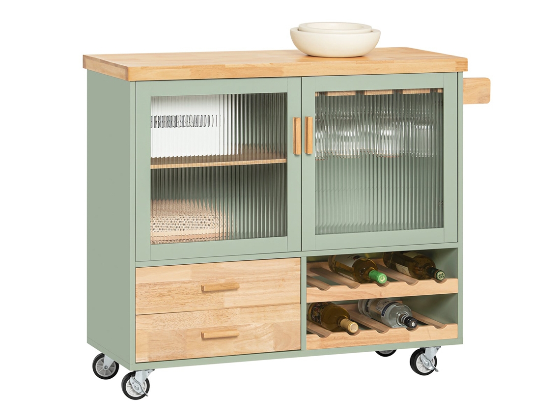 Carro de Cocina con 2 Cajones y 2 Puertas Verde Fkw114-Gr SOBUY SOBUY