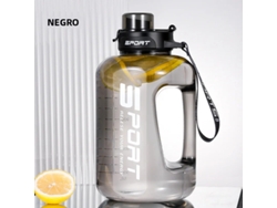 (negro) Botella De Agua Deportiva De 2l Con Tapa Y Pajita, Ecológica Y Libre De Bpa.