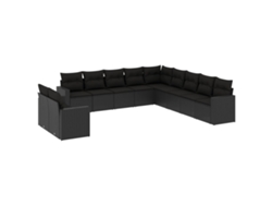 Maison Exclusive - Set De Sofás De Jardín 11 Pzas Y Cojines Ratán Sintético Negro