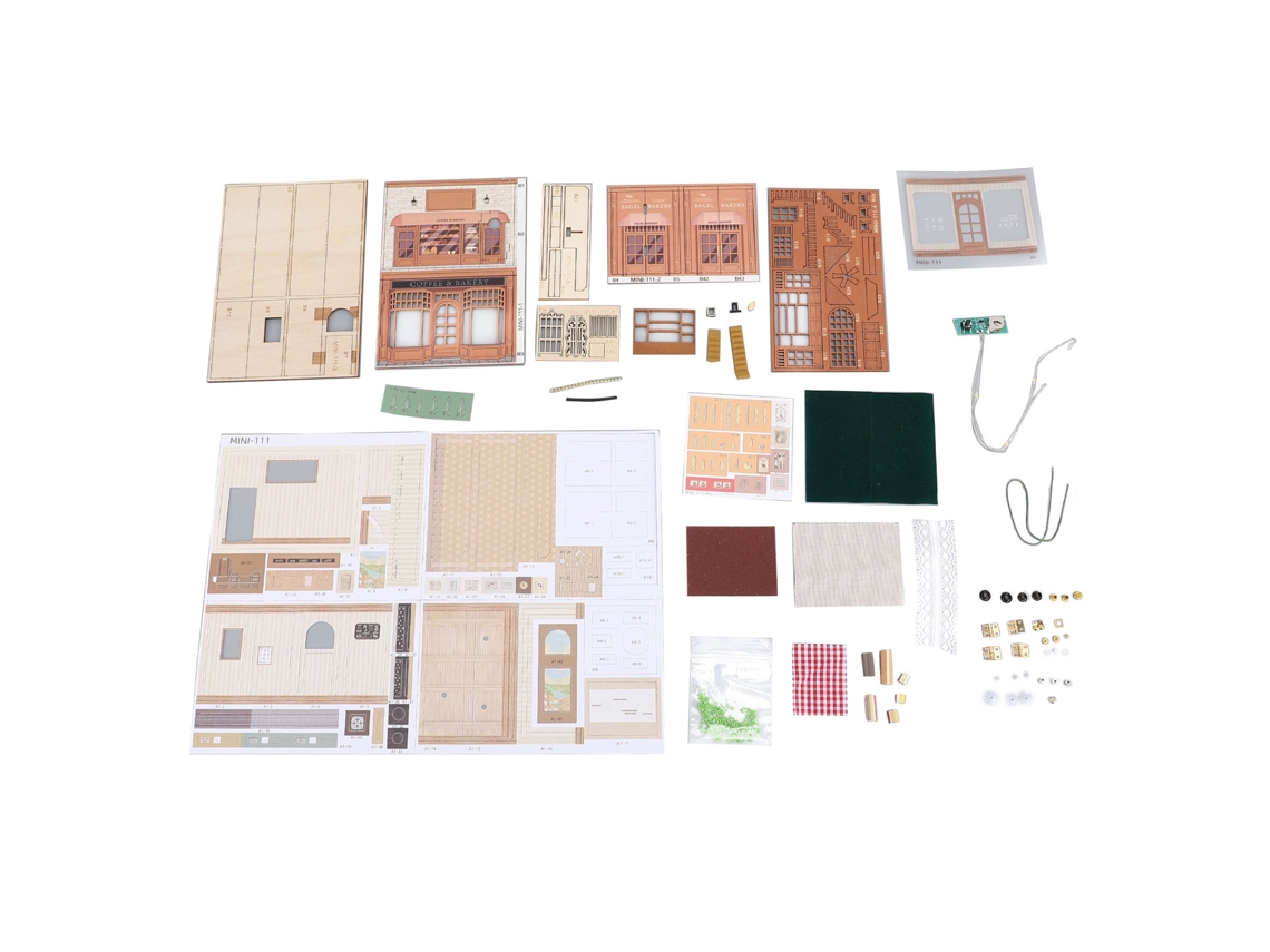 Miniatura de casa de madera Baok-kit con diseño de página giratoria, artículo decorativo coleccionable para hogares, cafeterías y librerías.