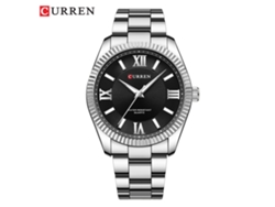 Reloj de cuarzo con números romanos, brazalete de acero luminoso para hombre, reloj de negocios MDUG con esfera solar (plateado y negro)