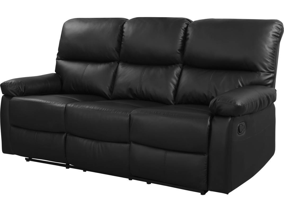 Sofá reclinable 3 plazas "Lincoln" - Color negro