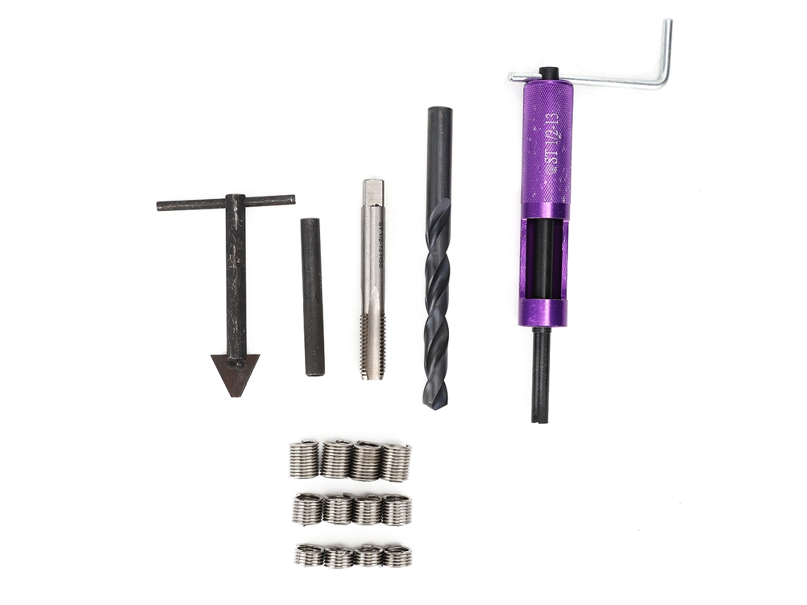 Kit de reparación de roscas (con 12 insertos, para mantenimiento mecánico)