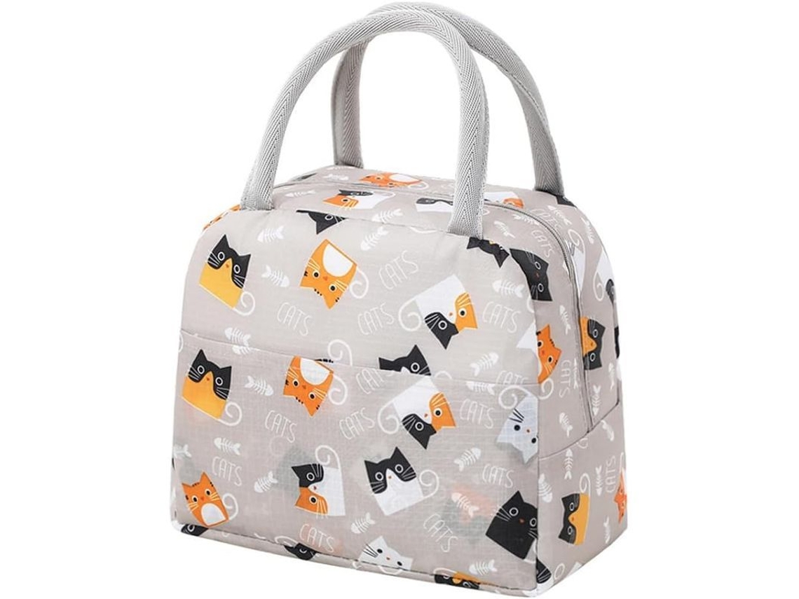 Bolsa Térmica Para Alimentos De Mujer, Amplia Y Aislada, Resistente Al Agua Y A Prueba De Fugas, Con Diseño De Gato.