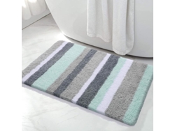 2026-alfombra Baño Microfibra Listada Verde-gris 17x24 Pulgadas Gruesa Suave Antideslizante Lavable A Máquina