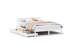 Maison Exclusive - Estructura De Cama Sin Colchón Madera De Pino Blanco 135x190 Cm