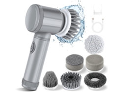 Cepillo De Limpieza Eléctrico Giratorio, Modelo De Mano, 6 Cabezales Intercambiables, Para Bañeras, Paredes, Ventanas Y Lavabos (gris) Czhhmart