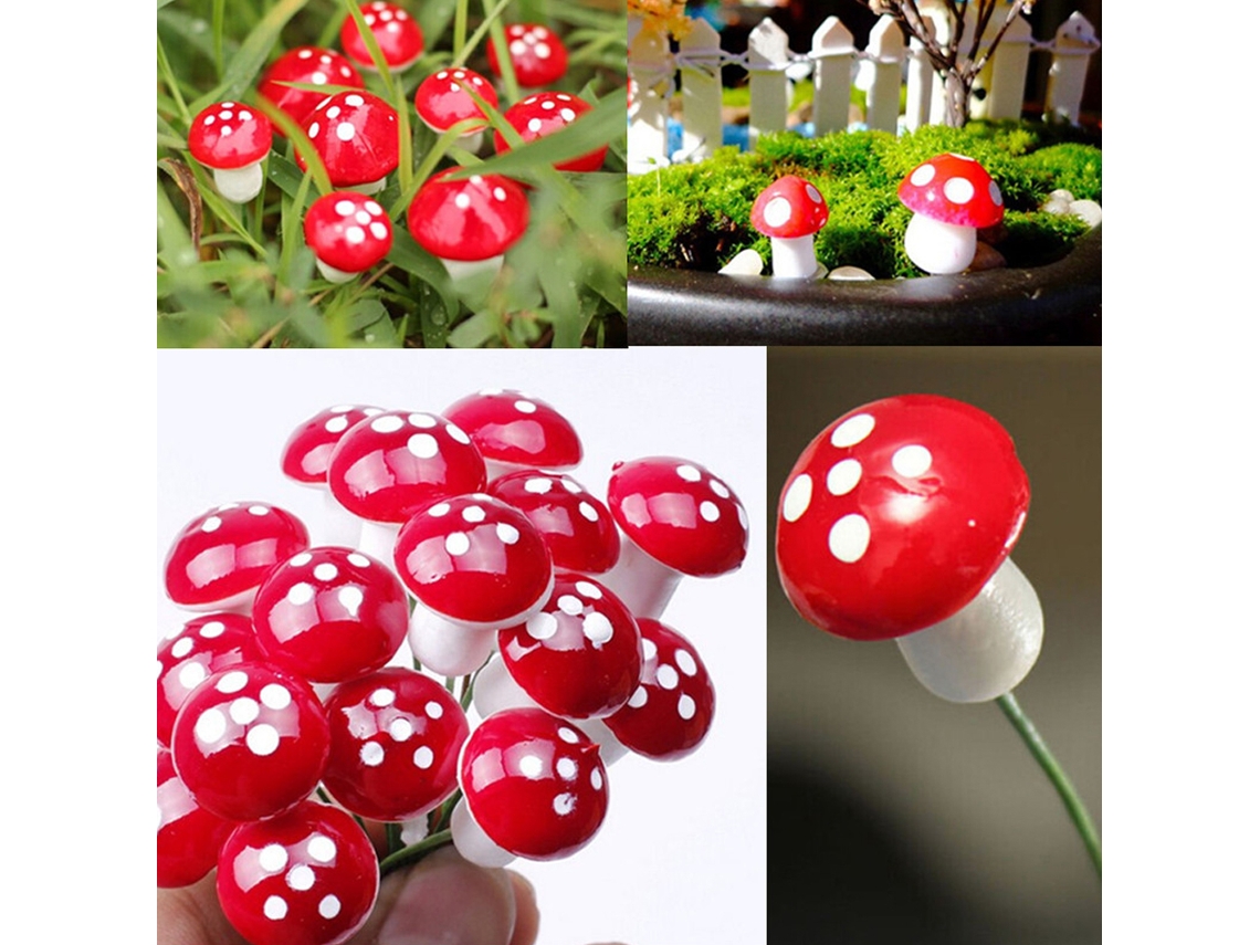 KOFIHETY 50PCS Mini Mushroom Decoración Miniatura Jardín Manualidades Pequeño Cogumelo Artificial