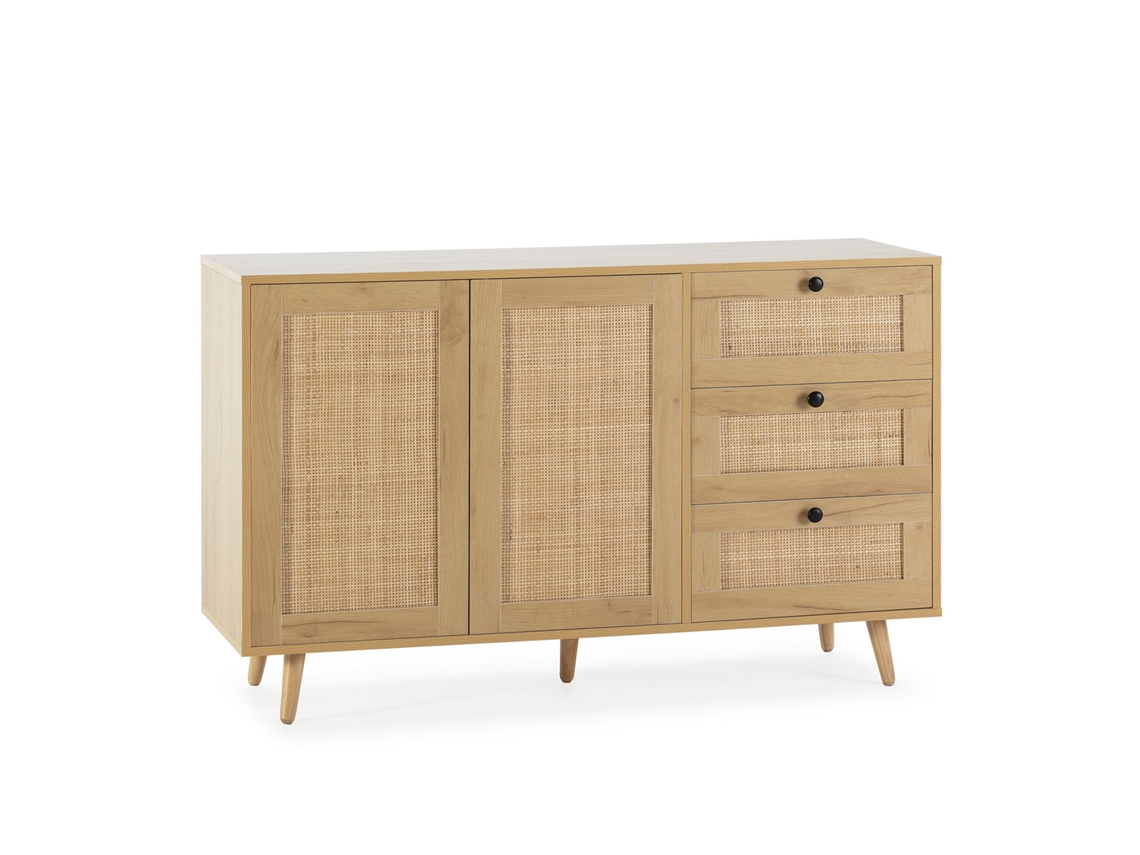 Aparador Bella 3 cajones y 2 puertas color roble, 120 cm