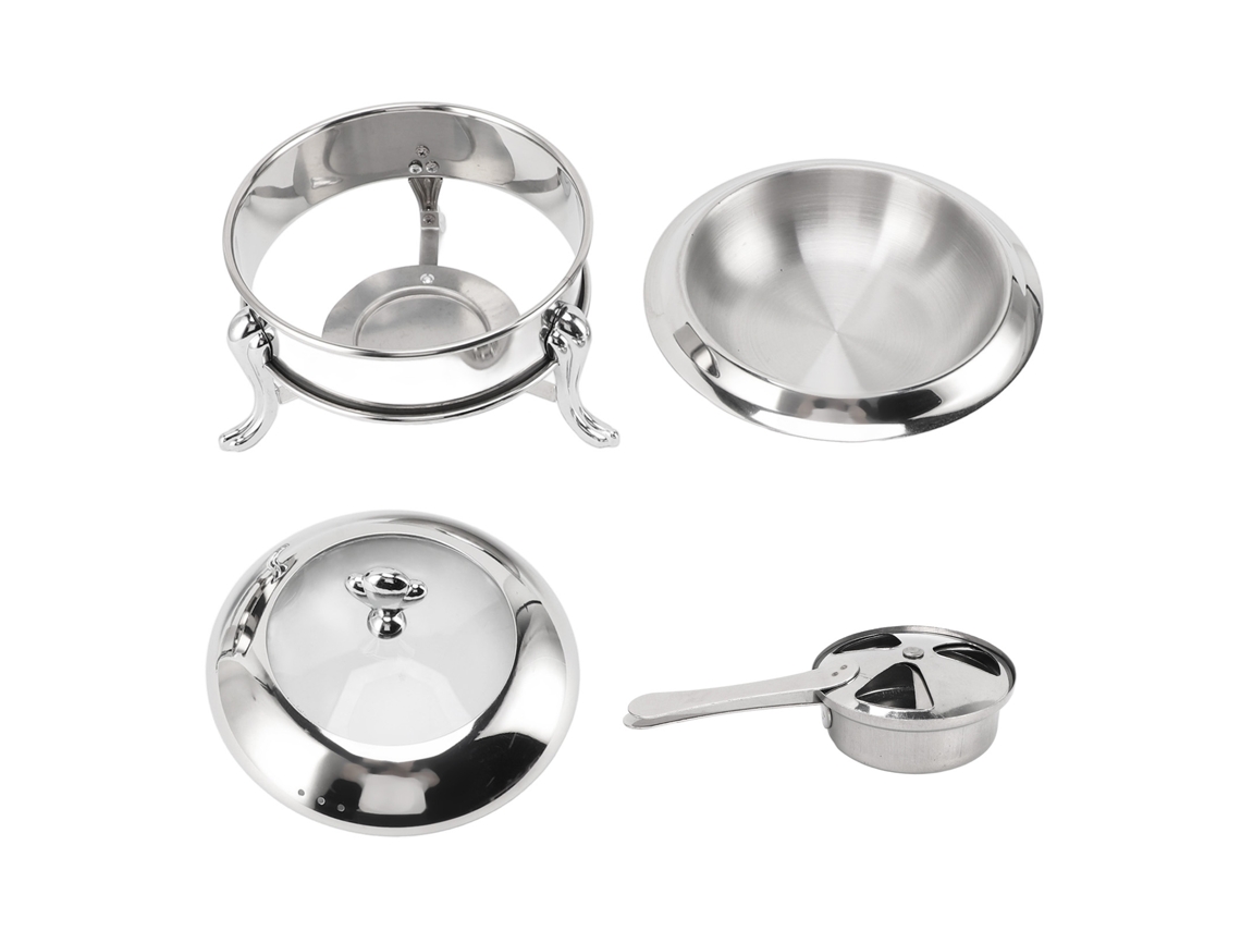 Juego De Buffet Con Calentador De Alimentos Redondo De Acero Inoxidable Y Calentador Portátil, 20 Cm.