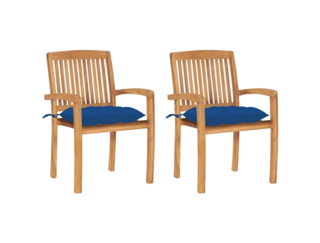 Conjunto 2 Silla de exterior VIDAXL Azul Teca (60x57.5x90 cm)