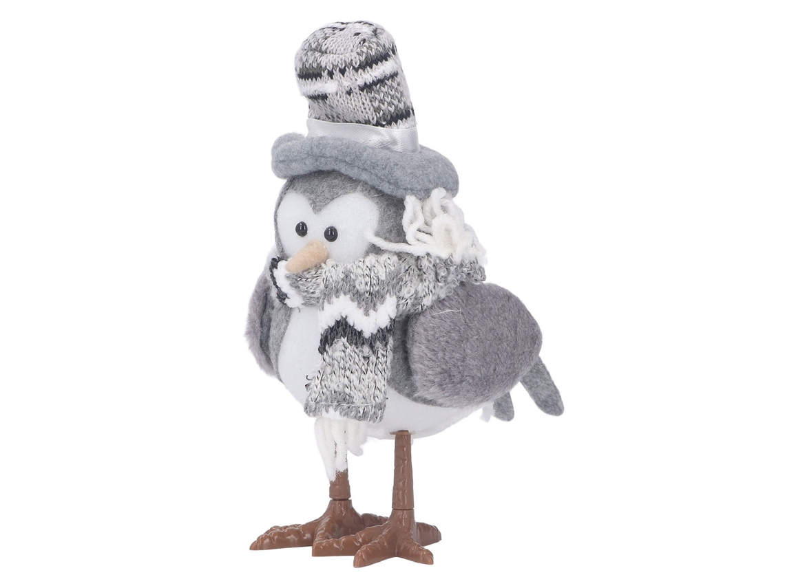 Adorno luminoso de pájaro con LED, figura brillante para escritorio, sombrero gris