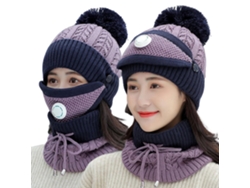 Jinwei-conjunto Gorro Bufanda Tejido 3 En 1 Inverno Quentinho Com Forro Polar Acolchoado E Pombo Para Mulher Menina Ciclismo Esqui